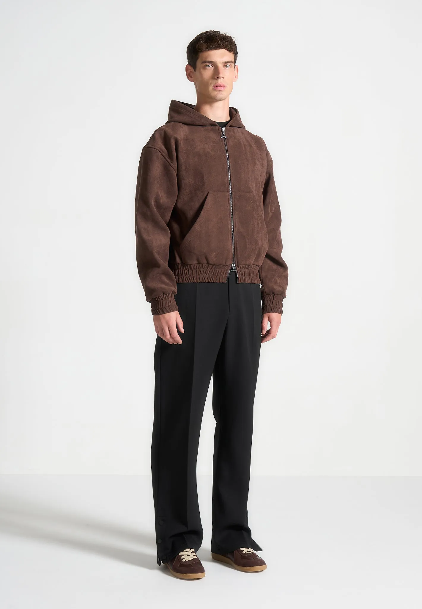 Cropped Suede Hoodie - Brown sold by Maniere De Voir