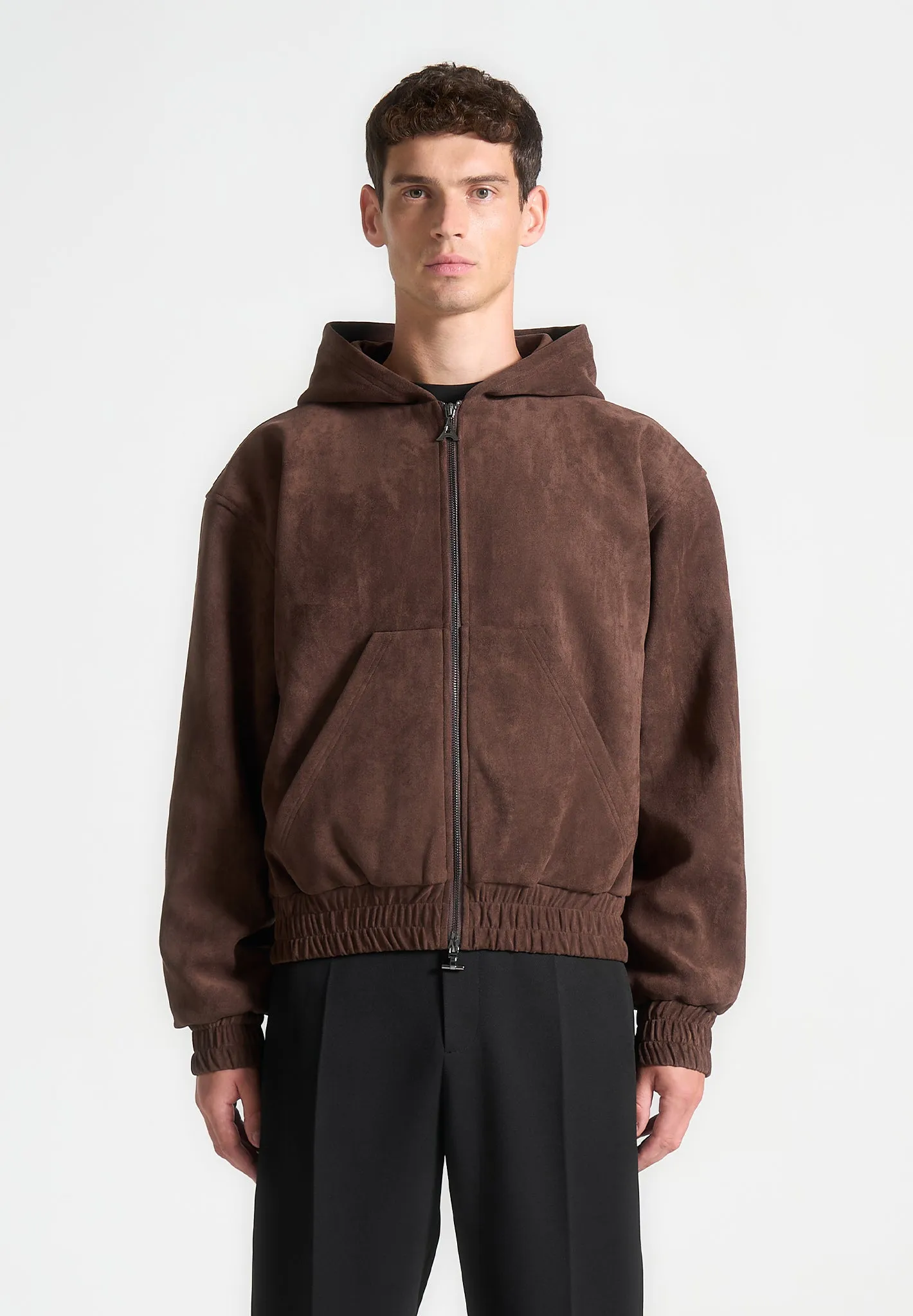 Cropped Suede Hoodie - Brown sold by Maniere De Voir product image thumbnail 3