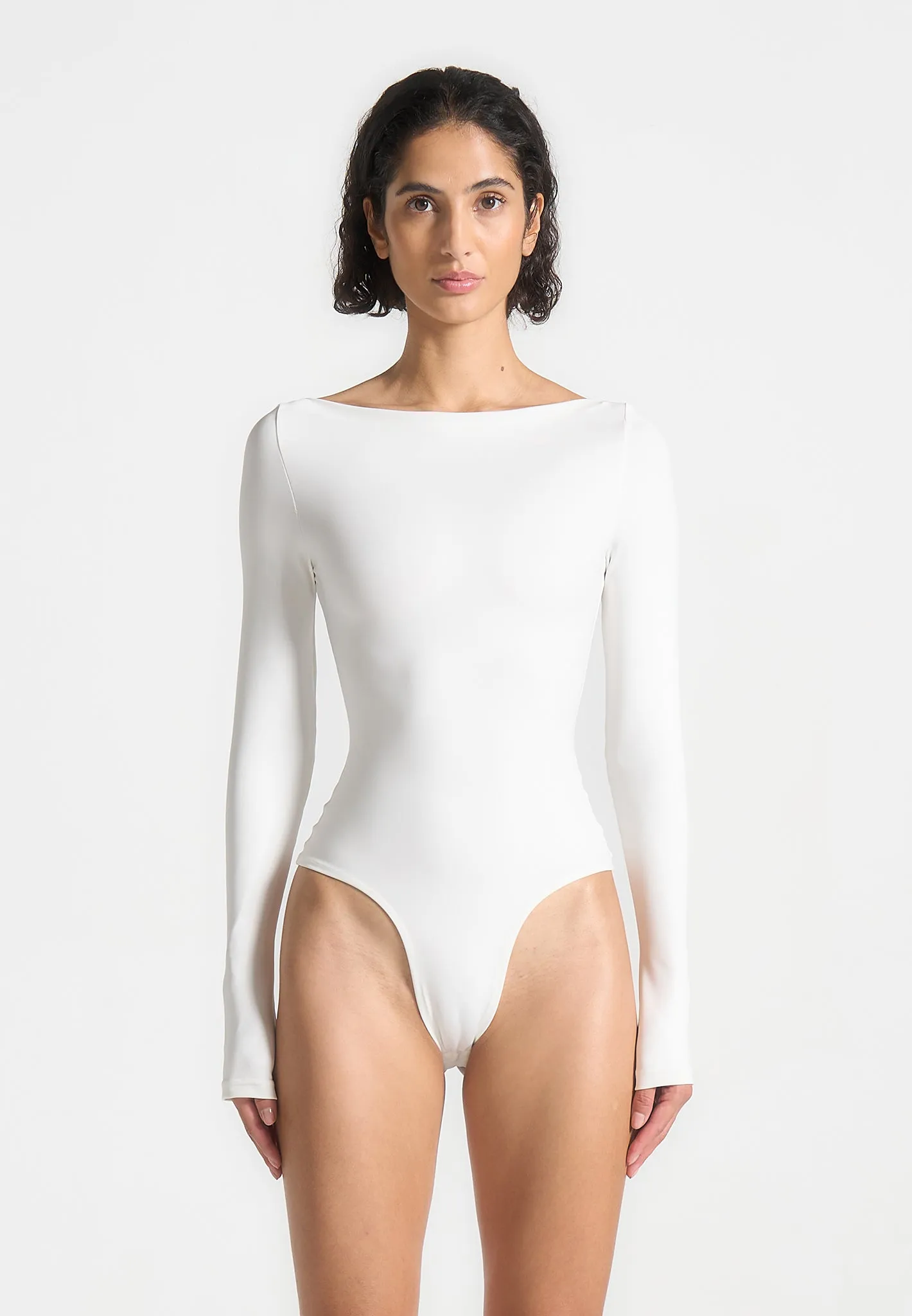 Eva - Boat Neck Bodysuit - White sold by Maniere De Voir