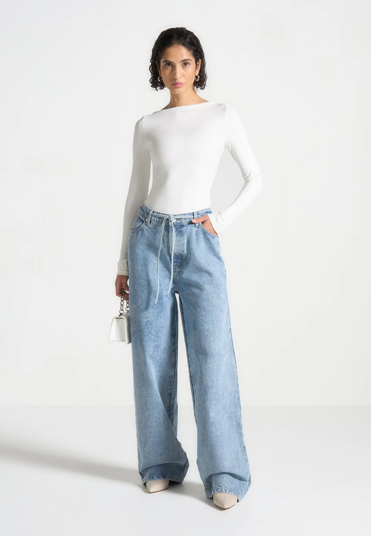 Eva - Boat Neck Bodysuit - White sold by Maniere De Voir product image thumbnail 2