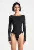 Éva - Boat Neck Bodysuit - Black sold by Maniere De Voir