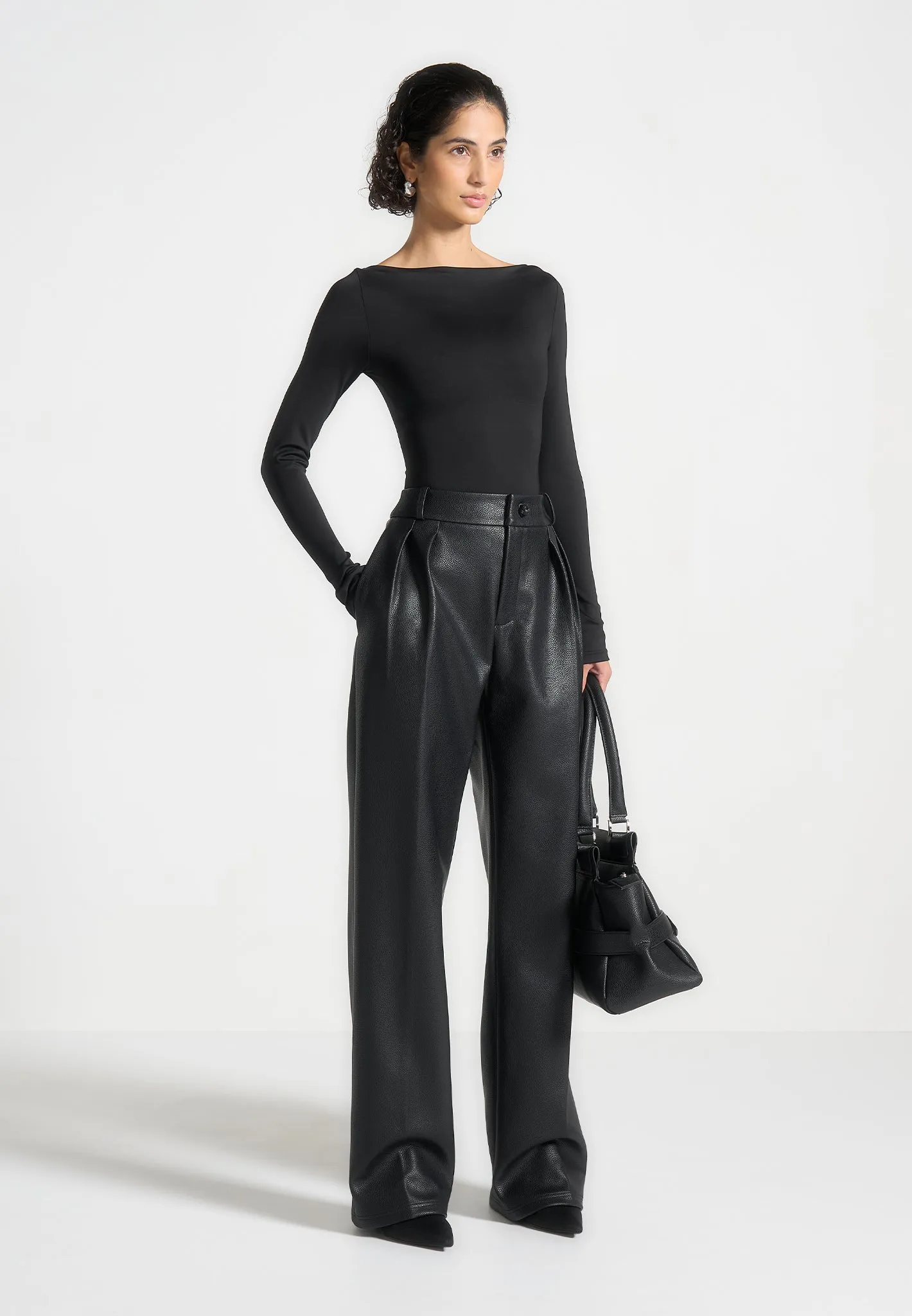 Eva - Boat Neck Bodysuit - Black sold by Maniere De Voir product image thumbnail 2