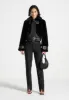 Suede Straight Leg Trousers - Black sold by Maniere De Voir