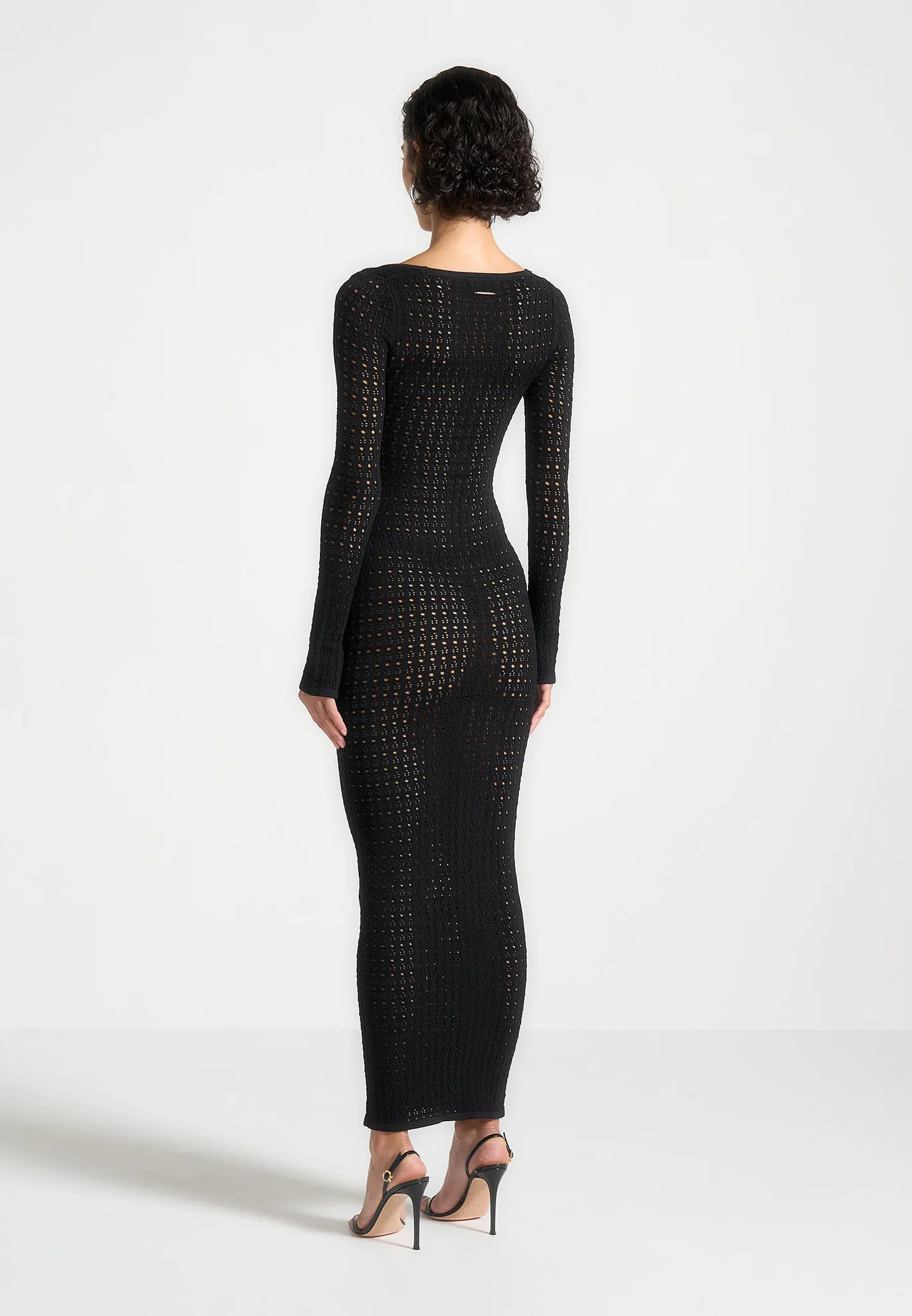 Knitted Scoop Neck Maxi Dress - Black sold by Maniere De Voir product image thumbnail 2