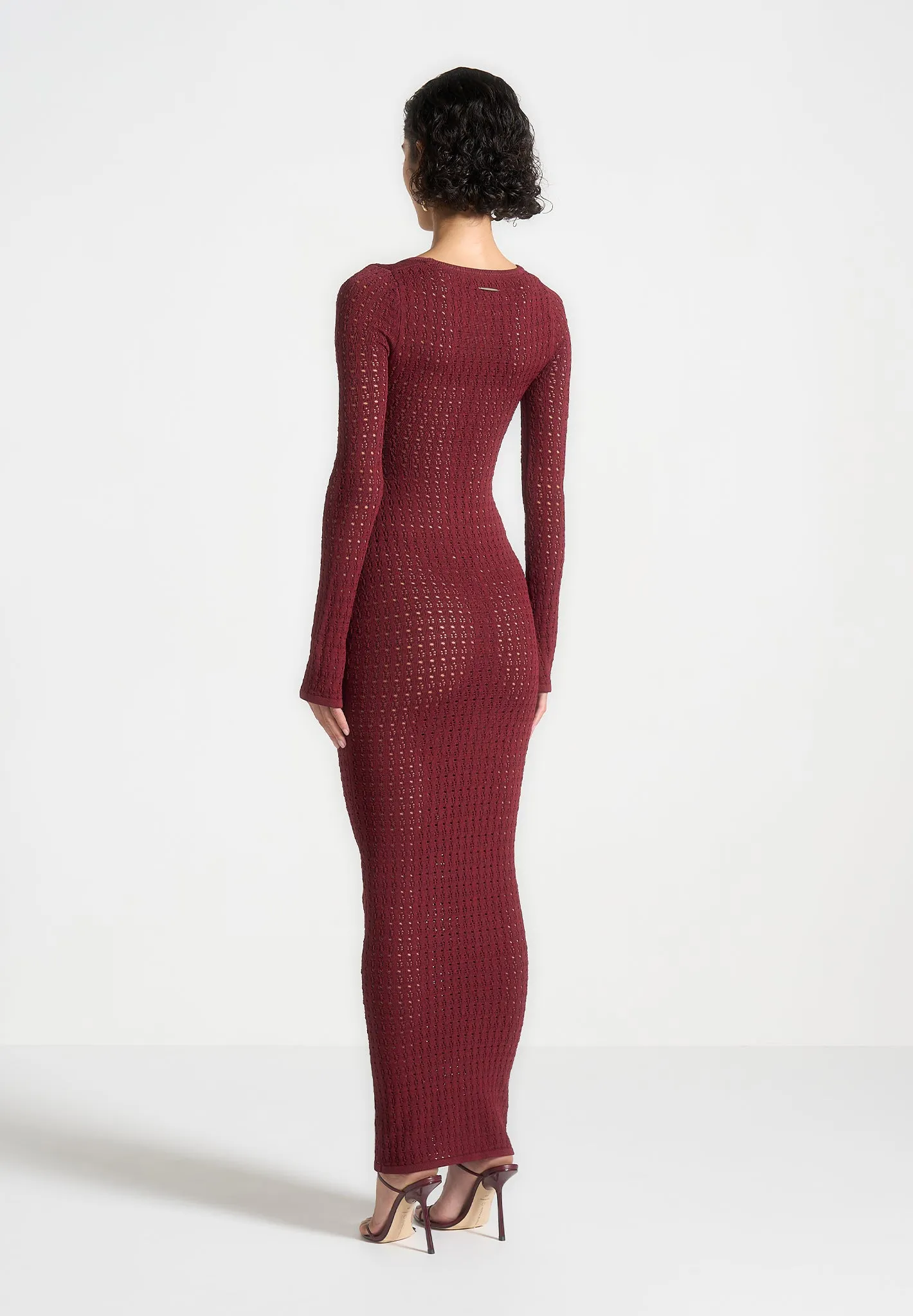 Knitted Scoop Neck Maxi Dress - Wine Red sold by Maniere De Voir product image thumbnail 3
