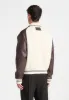 Tweed & Leather Varsity Jacket - Cream/Brown sold by Maniere De Voir