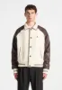 Tweed & Leather Varsity Jacket - Cream/Brown sold by Maniere De Voir
