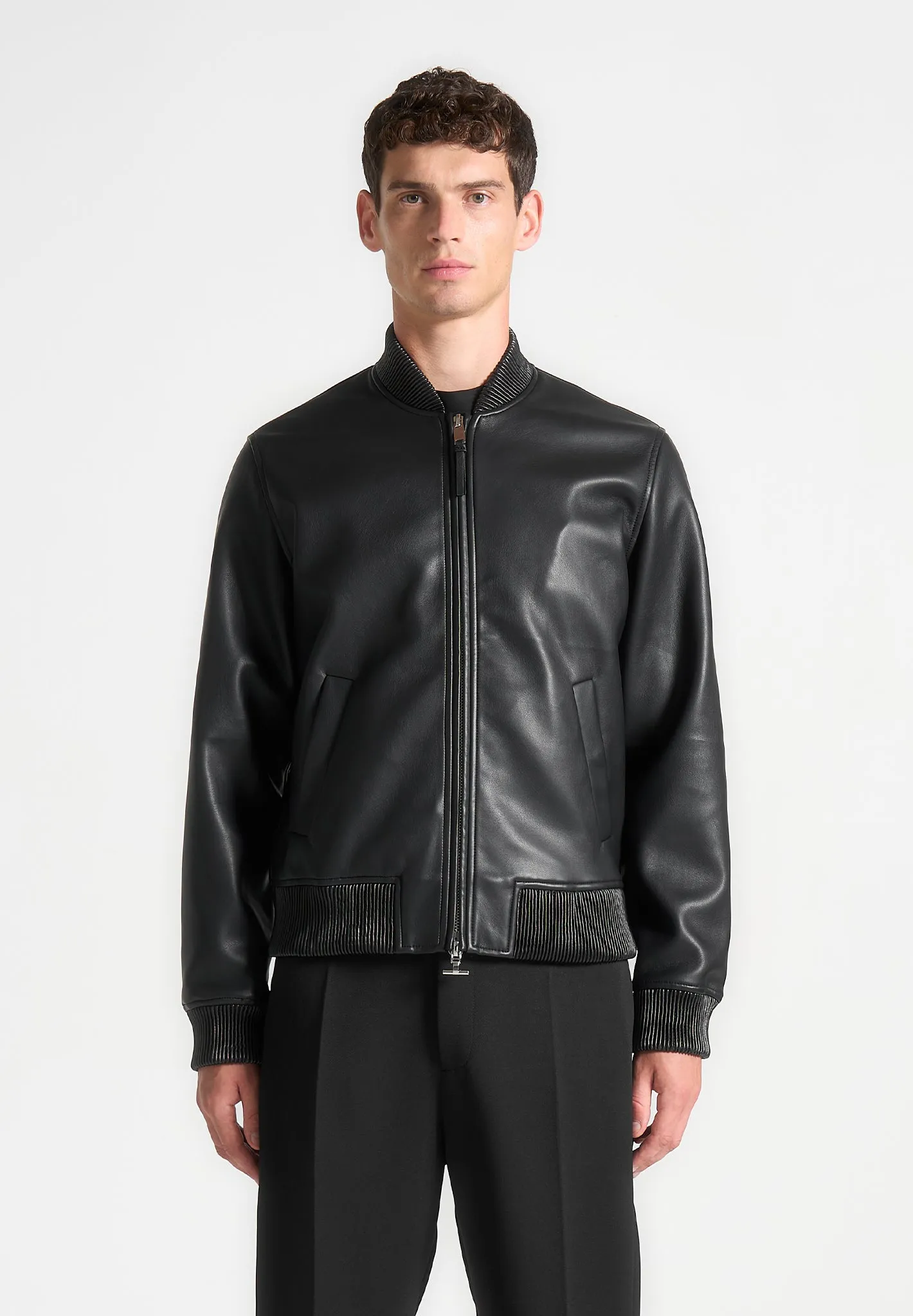 Leather Bomber Jacket - Black sold by Maniere De Voir product image thumbnail 4