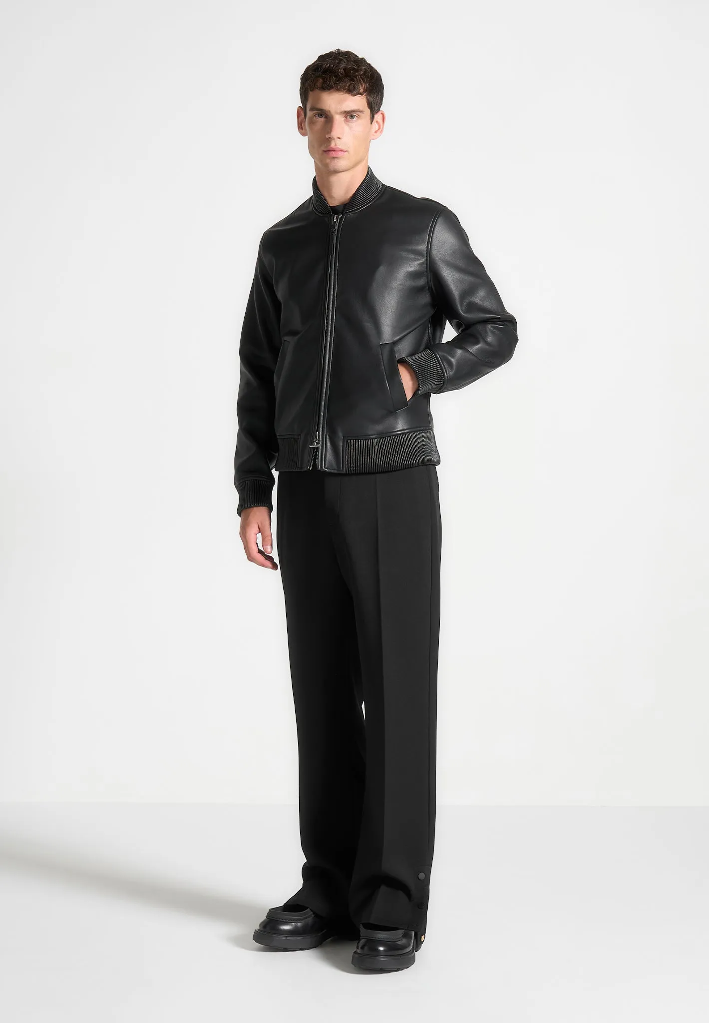 Leather Bomber Jacket - Black sold by Maniere De Voir
