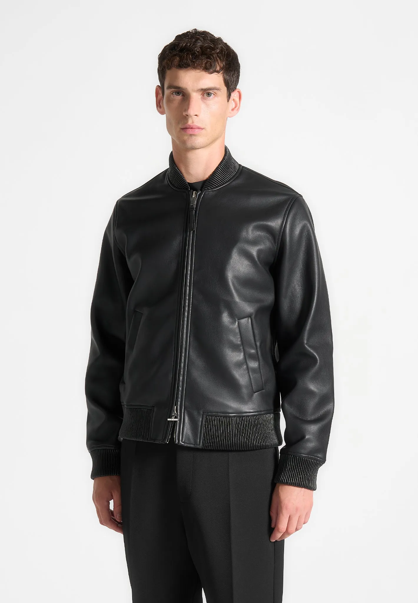 Leather Bomber Jacket - Black sold by Maniere De Voir product image thumbnail 3