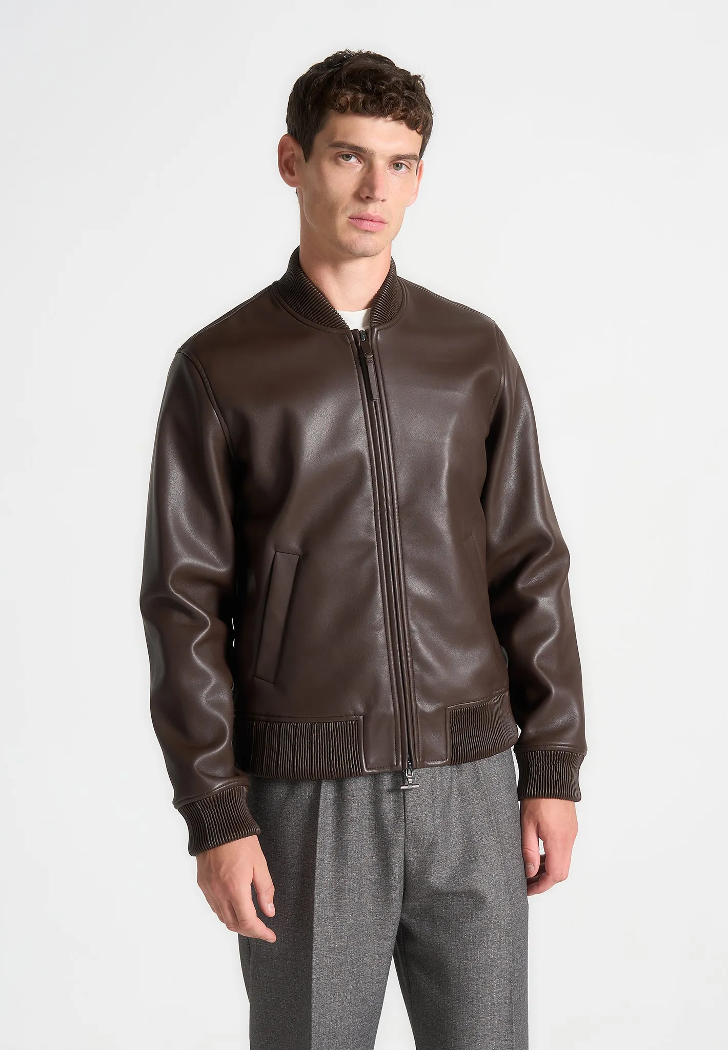 Leather Bomber Jacket - Brown sold by Maniere De Voir product image thumbnail 3