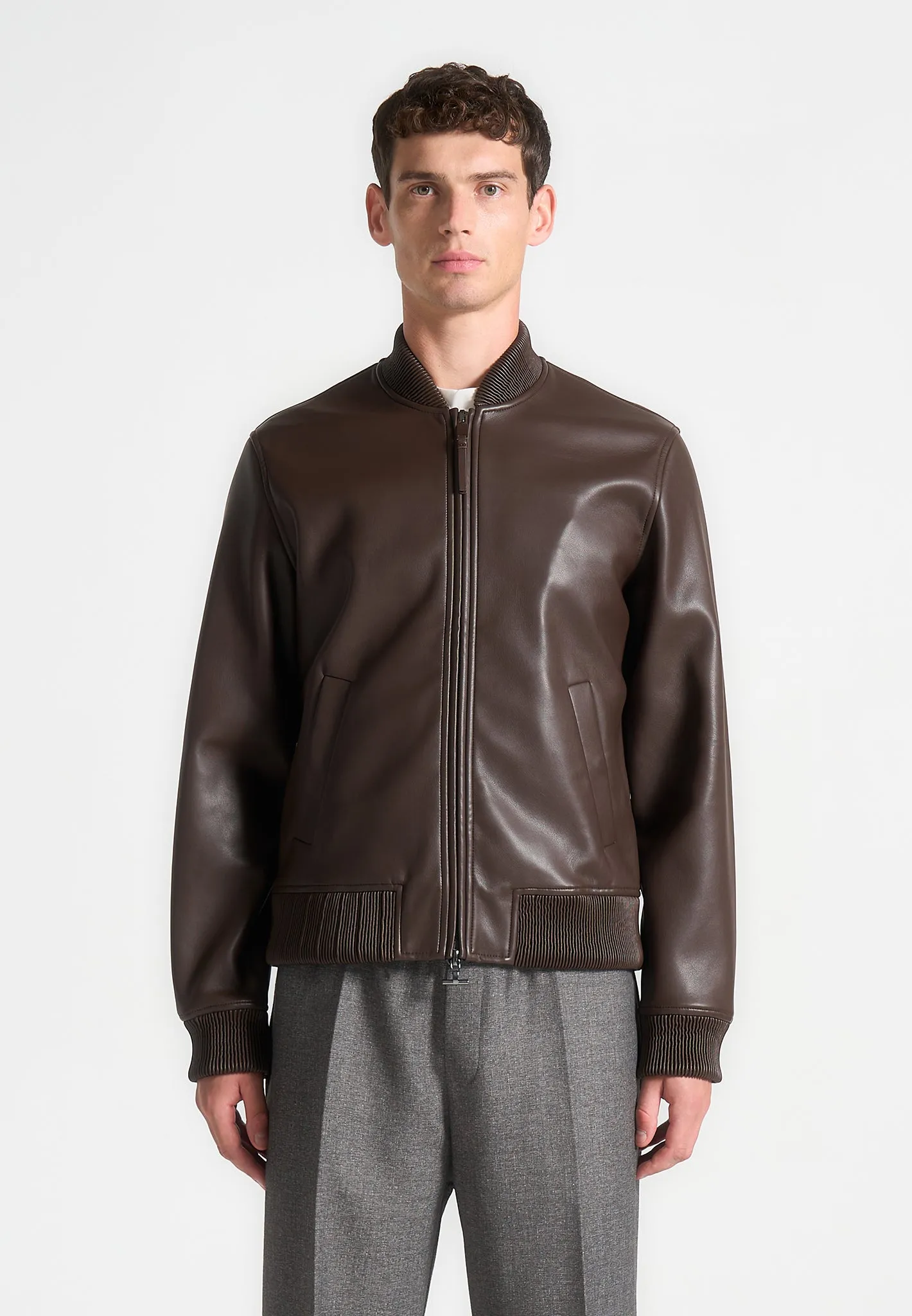 Leather Bomber Jacket - Brown sold by Maniere De Voir product image thumbnail 4
