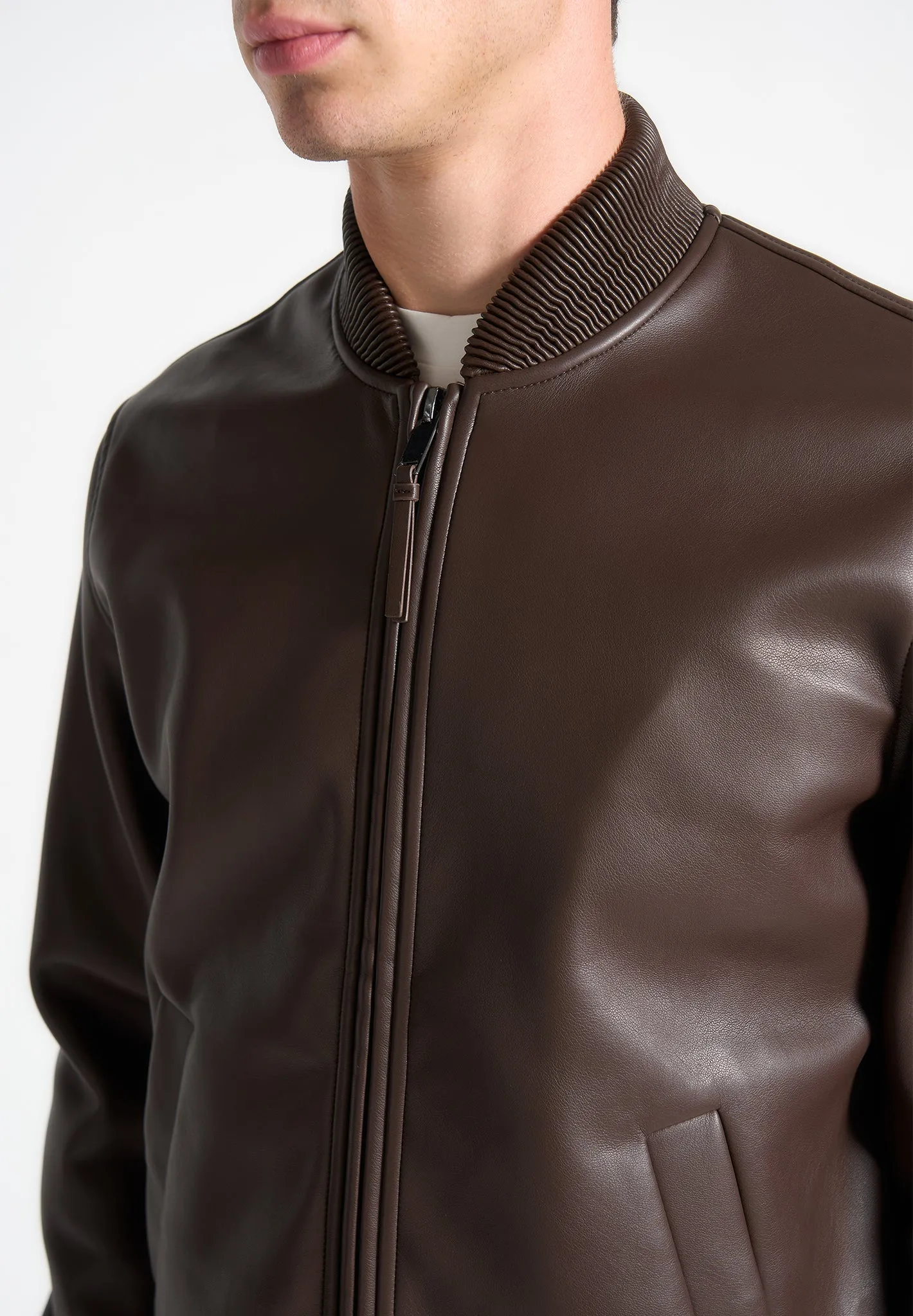 Leather Bomber Jacket - Brown sold by Maniere De Voir product image thumbnail 2