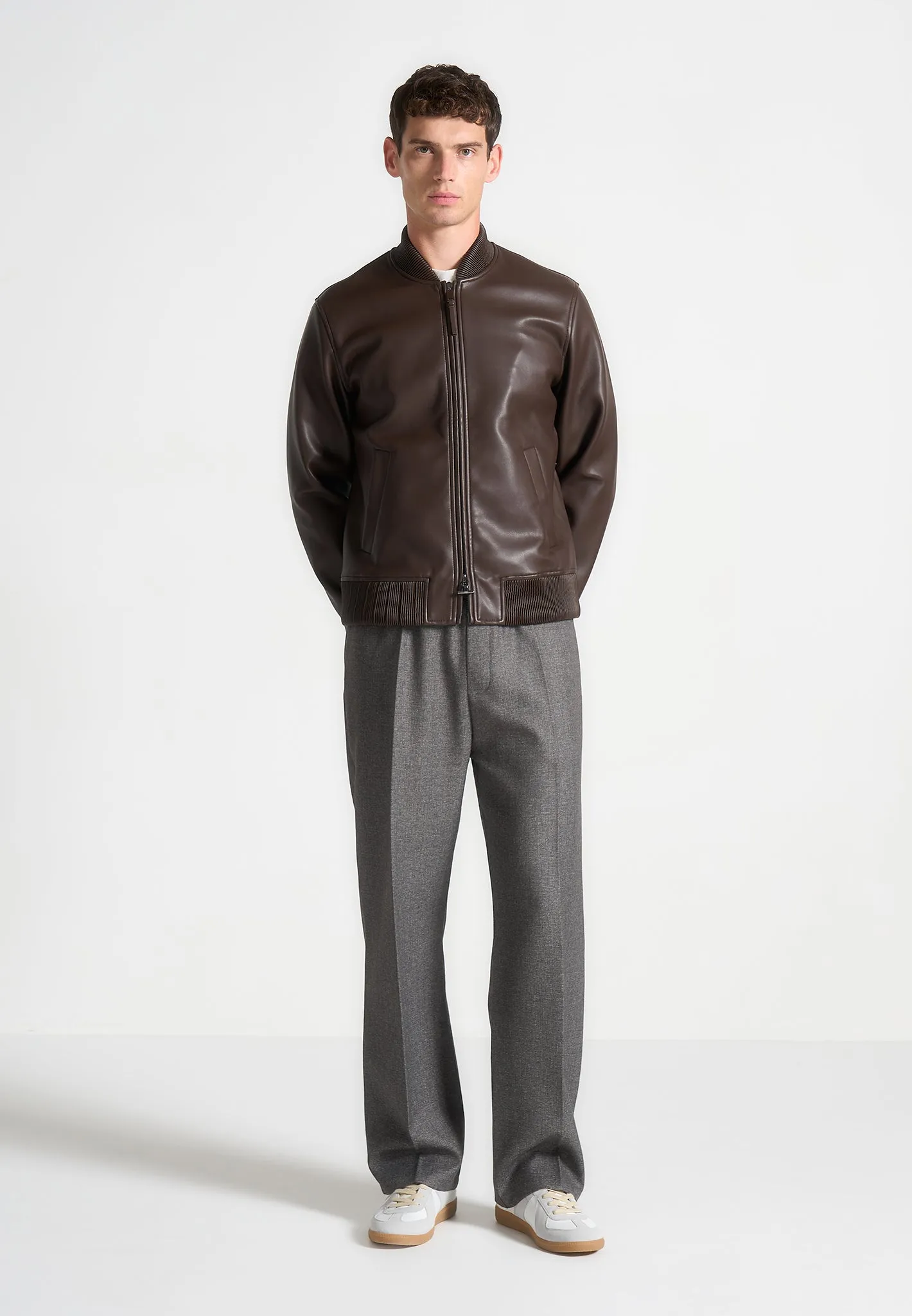 Leather Bomber Jacket - Brown sold by Maniere De Voir