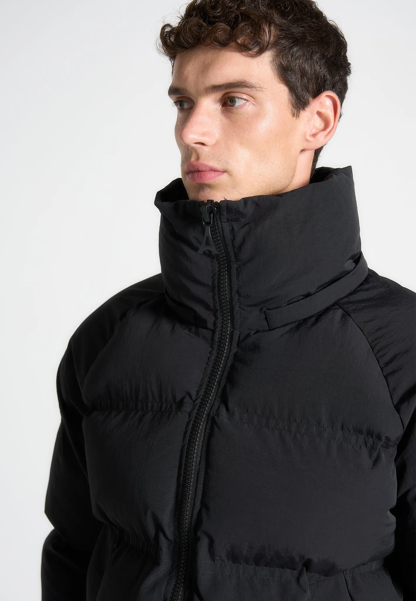 Cropped Raglan Wrap Neck Puffer Jacket - Black sold by Maniere De Voir product image thumbnail 3