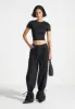 Faye - Wide Mid Rise Jeans with Tie Waist - Washed Black sold by Maniere De Voir