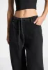 Faye - Wide Mid Rise Jeans with Tie Waist - Washed Black sold by Maniere De Voir