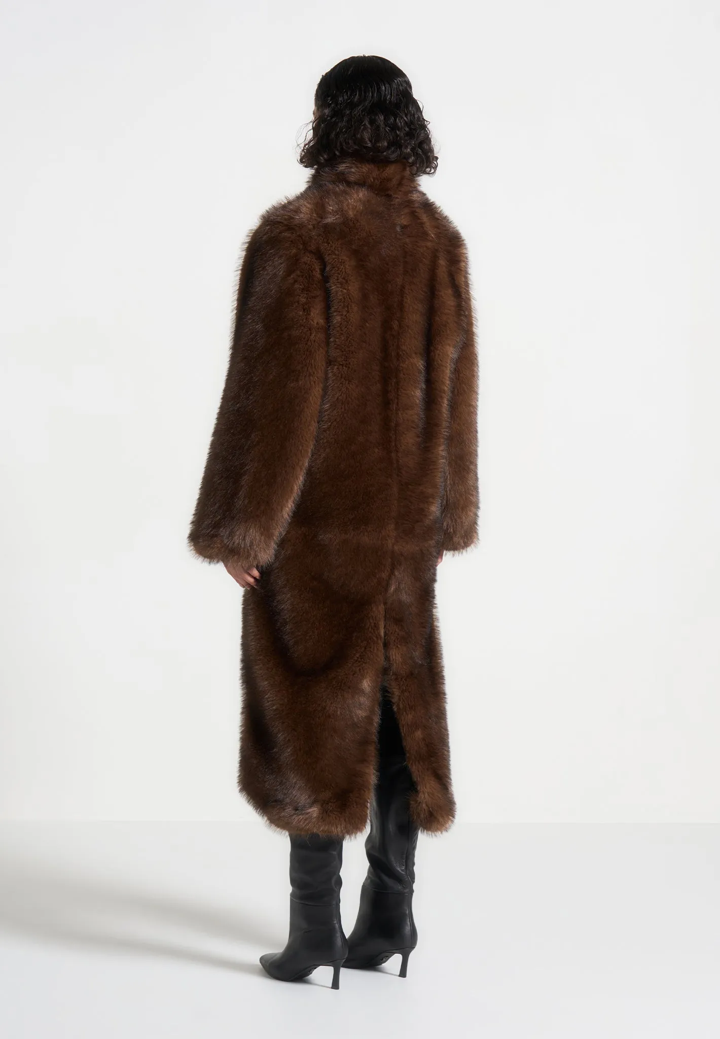 Fur Oversized Coat with Scarf - Brown sold by Maniere De Voir product image thumbnail 5