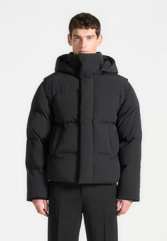 Puffer Jacket With Removable Sleeves - Black sold by Maniere De Voir