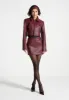 Pebbled Leather Mini Skirt - Wine Red sold by Maniere De Voir