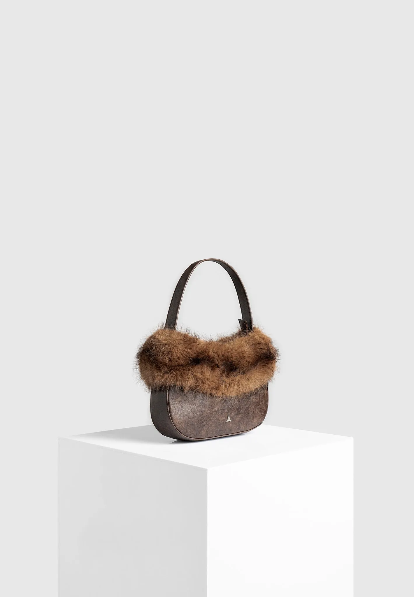 Briony - Vintage Leather and Fur Handbag - Brown sold by Maniere De Voir product image thumbnail 4