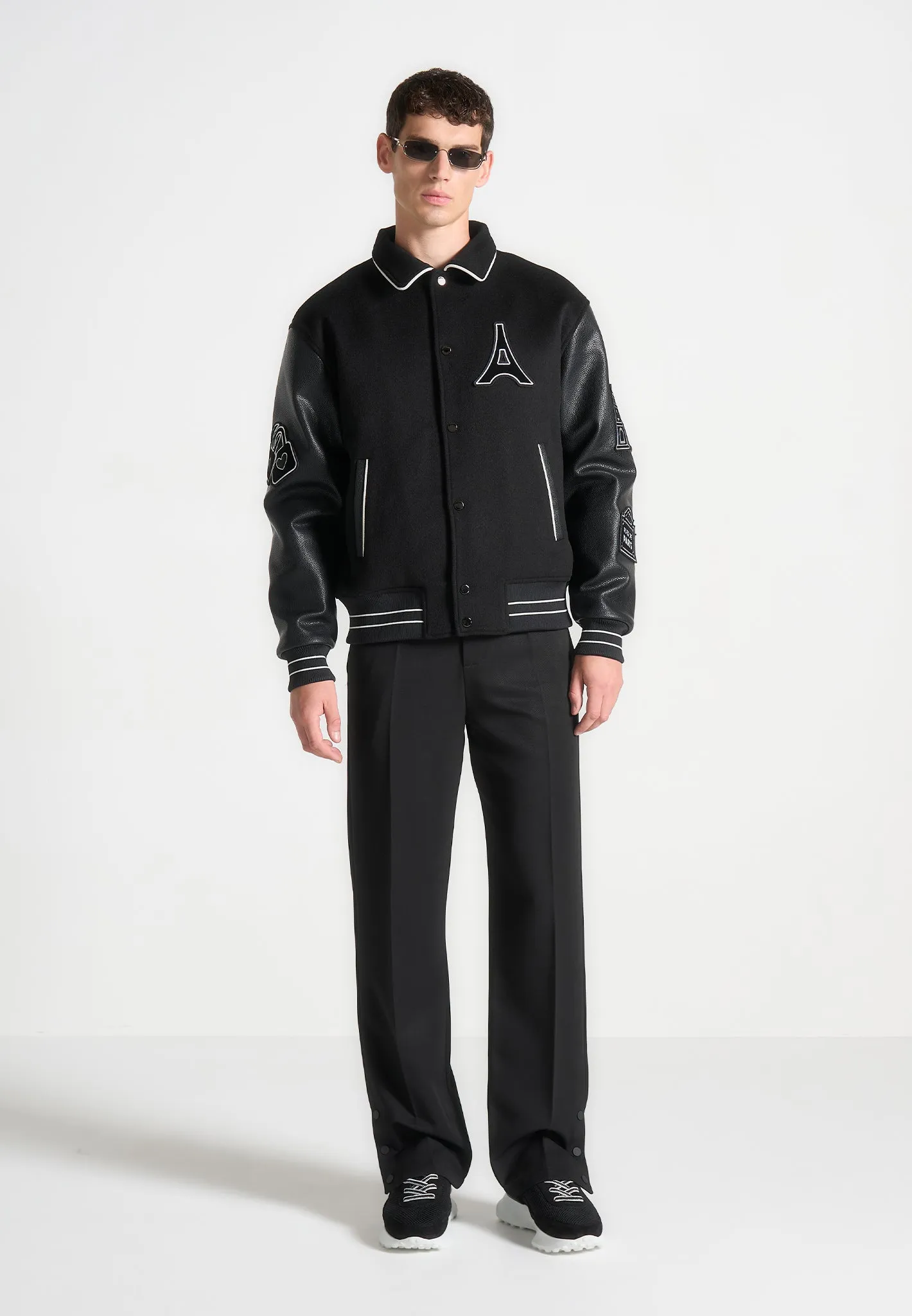 Oscar - Mona Lisa Wool Blend Varsity Jacket - Black sold by Maniere De Voir product image thumbnail 3