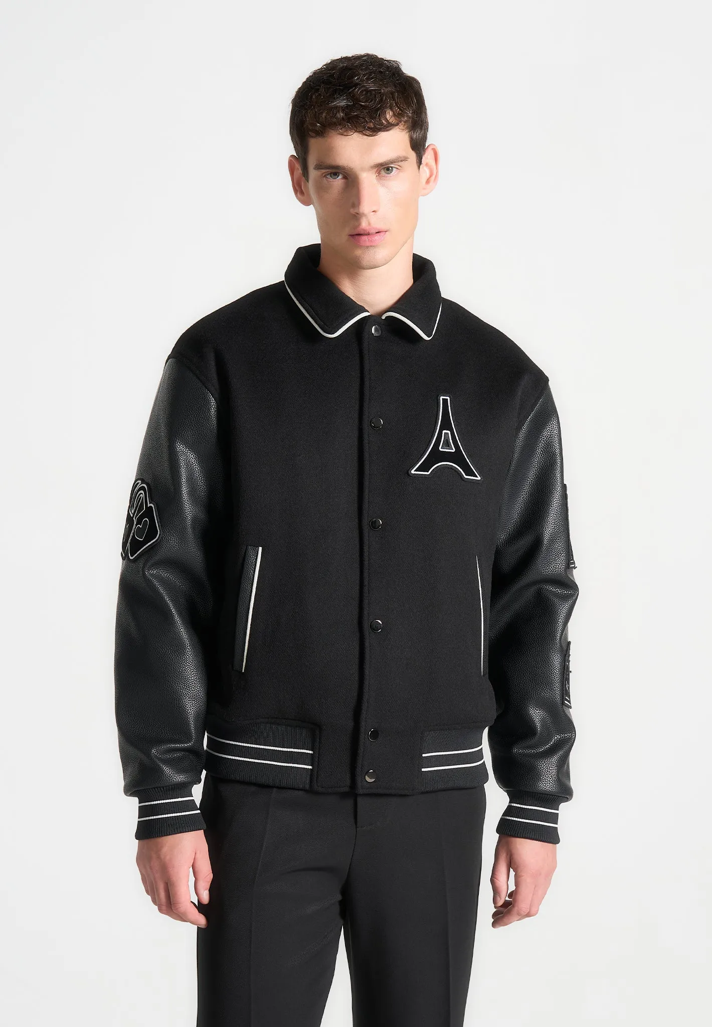 Oscar - Mona Lisa Wool Blend Varsity Jacket - Black sold by Maniere De Voir product image thumbnail 2