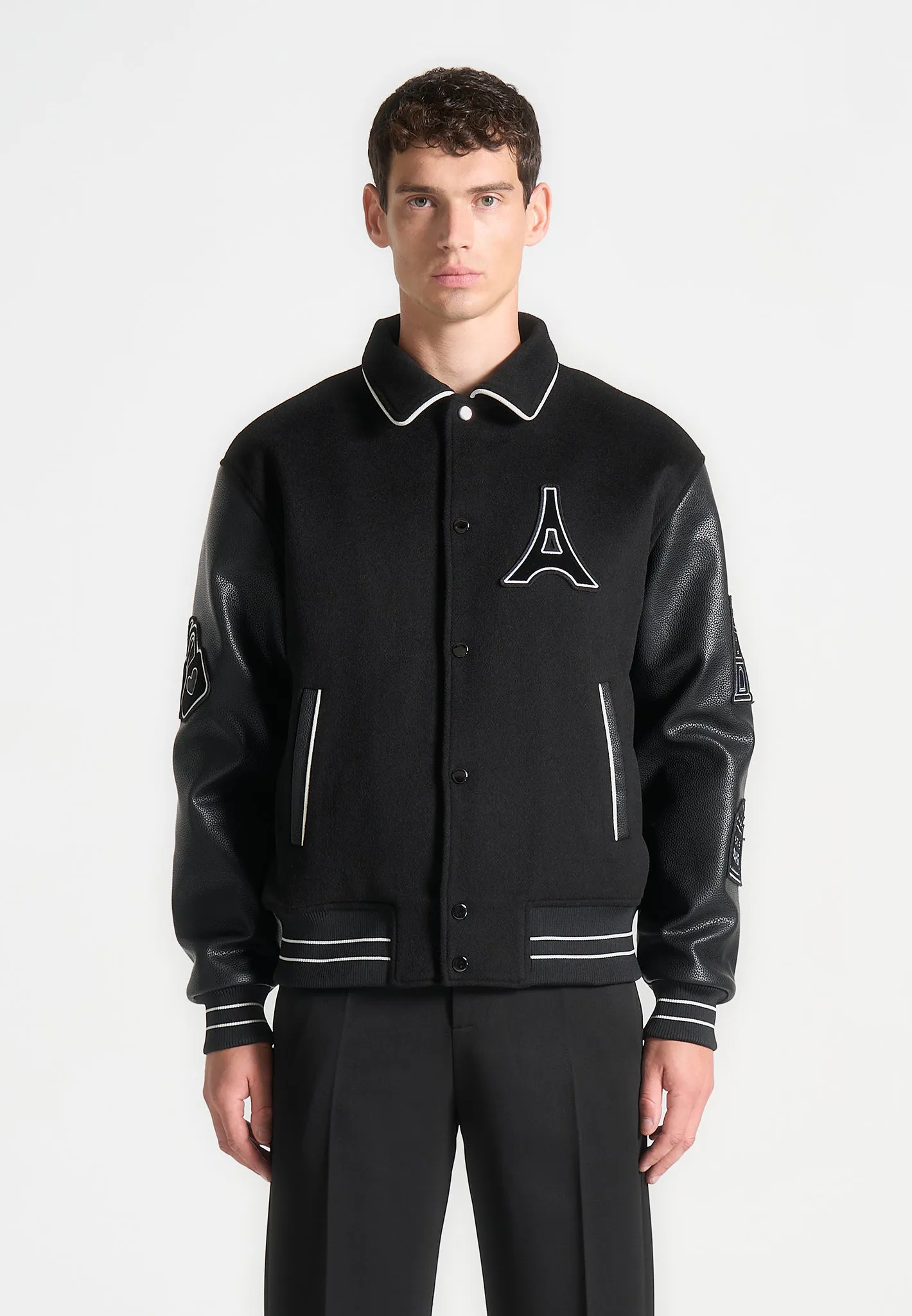Oscar - Mona Lisa Wool Blend Varsity Jacket - Black sold by Maniere De Voir product image thumbnail 4