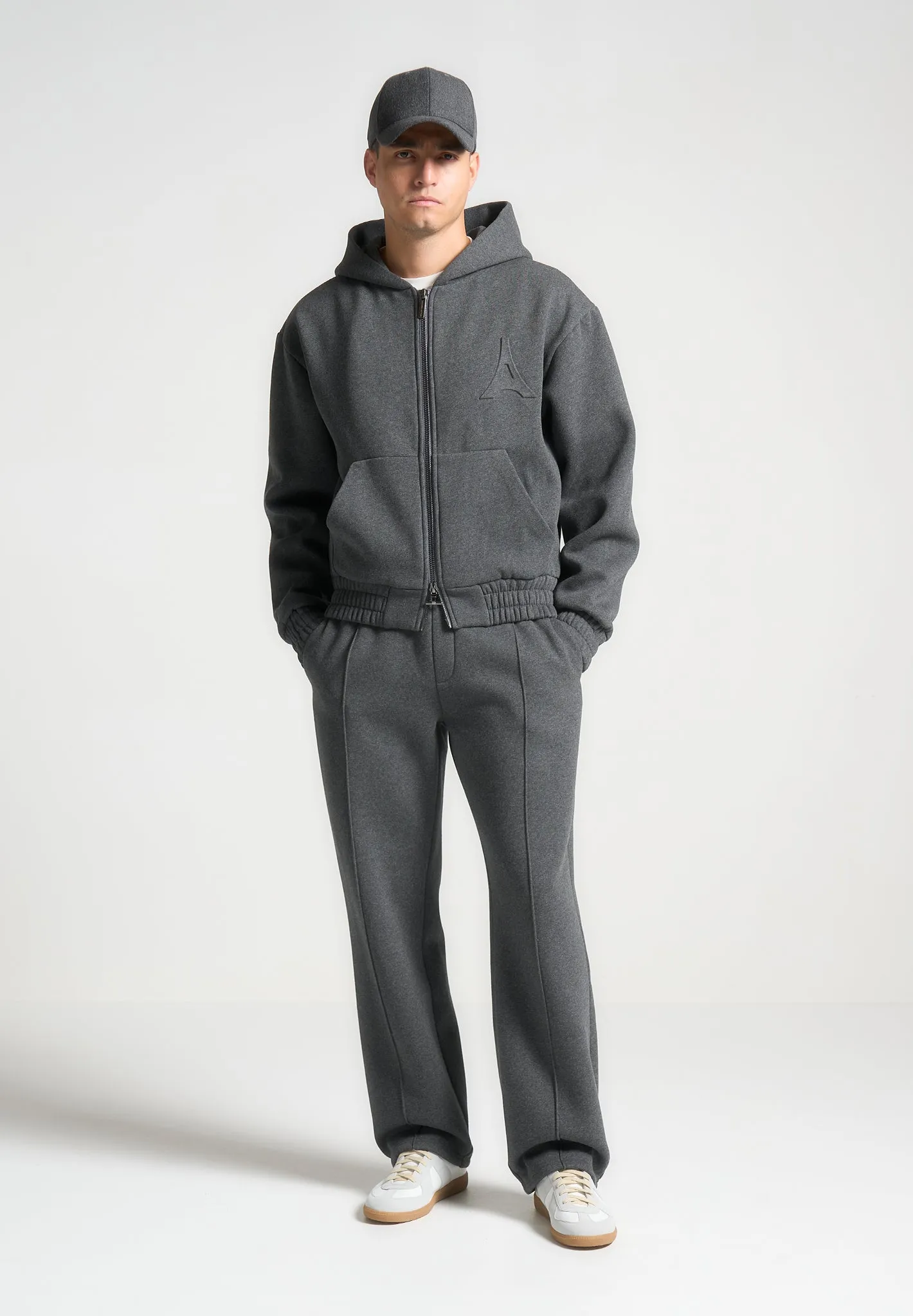 Kevin - Embossed Zip Hoodie - Dark Grey sold by Maniere De Voir product image thumbnail 2