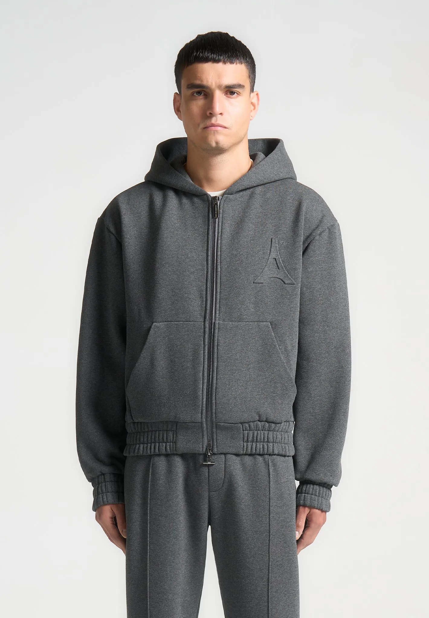 Kevin - Embossed Zip Hoodie - Dark Grey sold by Maniere De Voir
