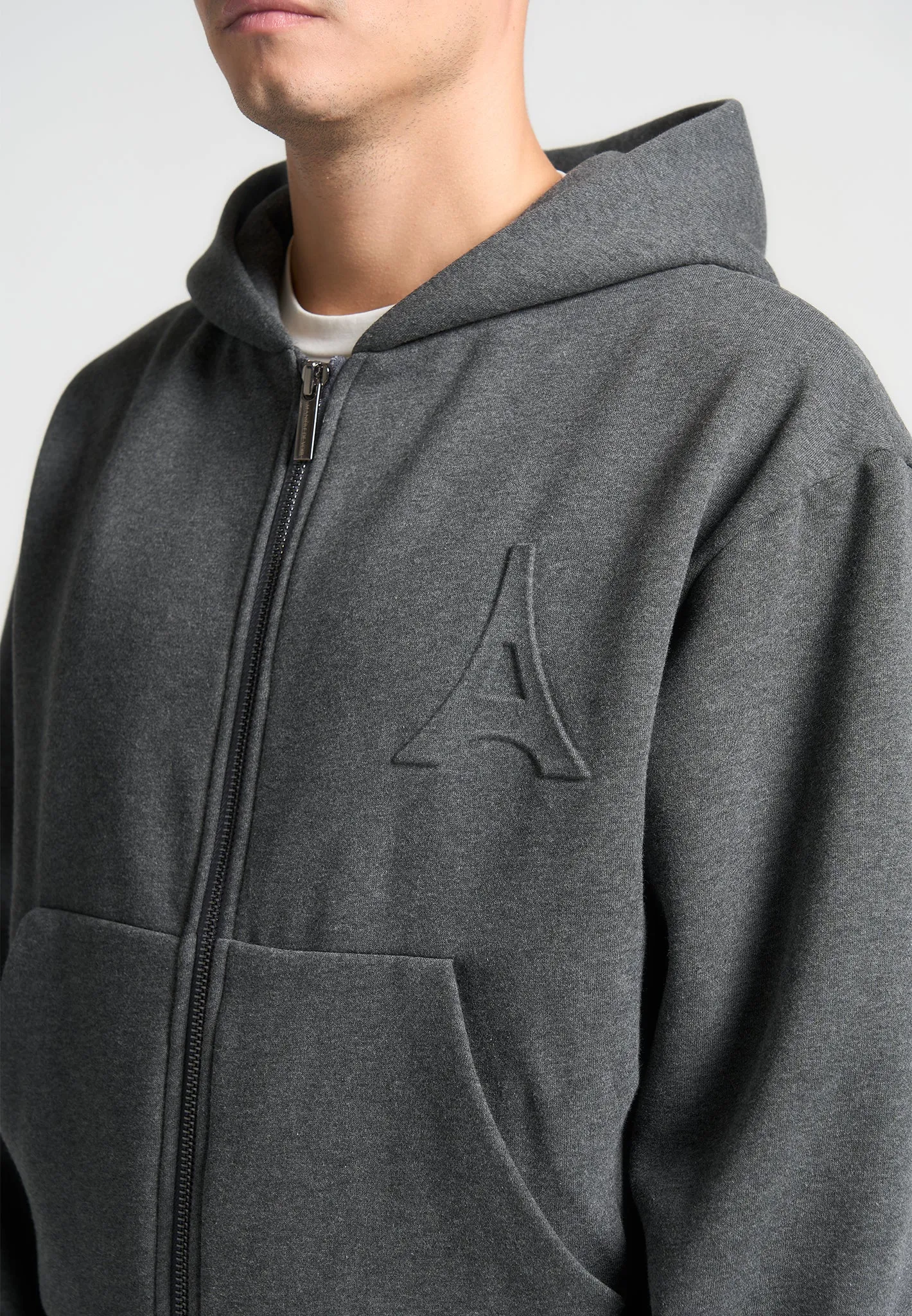 Kevin - Embossed Zip Hoodie - Dark Grey sold by Maniere De Voir product image thumbnail 5
