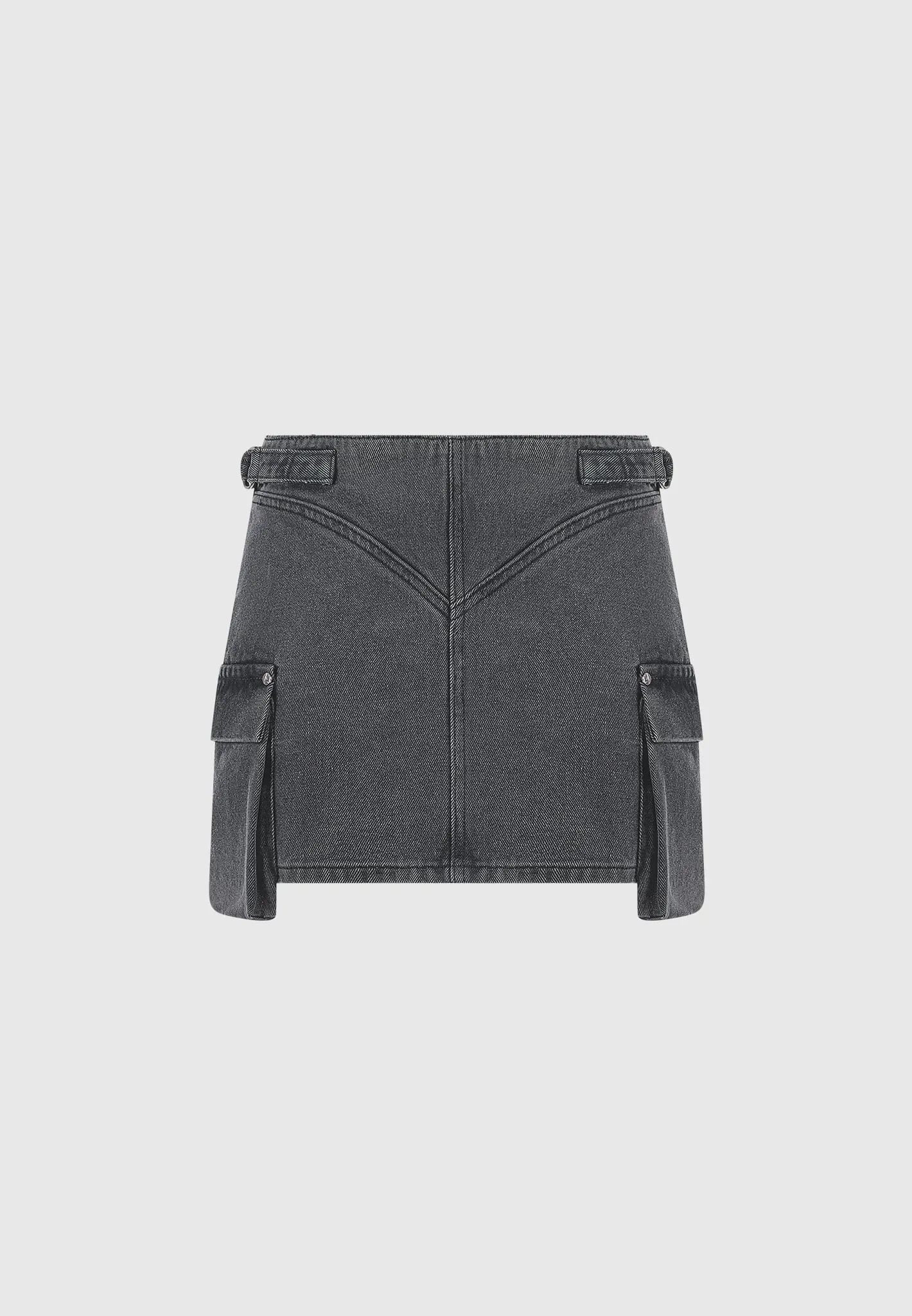 Denim Cargo Mini Skirt - Washed Black sold by Maniere De Voir product image thumbnail 2