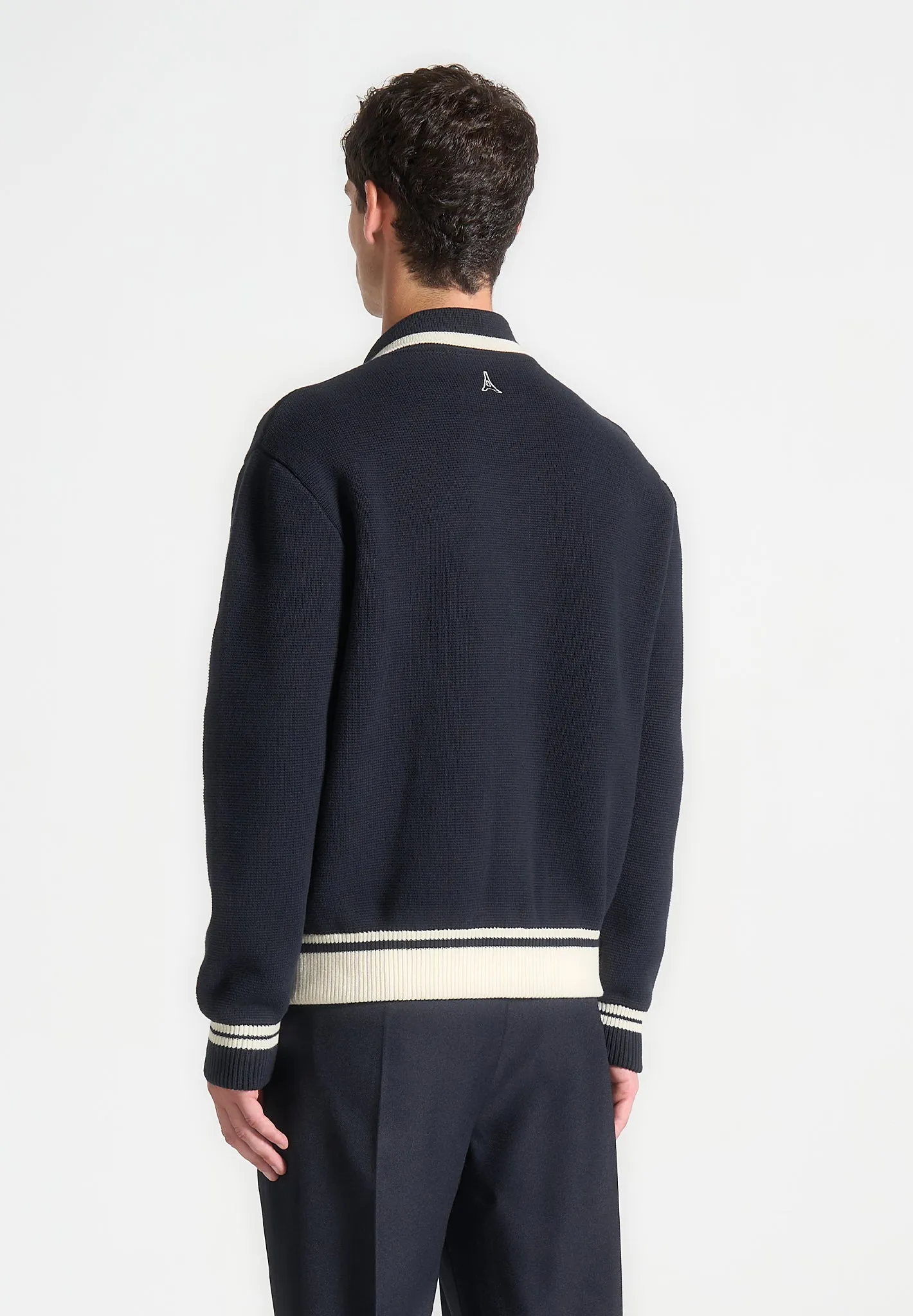 Julien - Classic Combed Cotton Knit Cardigan - Navy sold by Maniere De Voir product image thumbnail 4