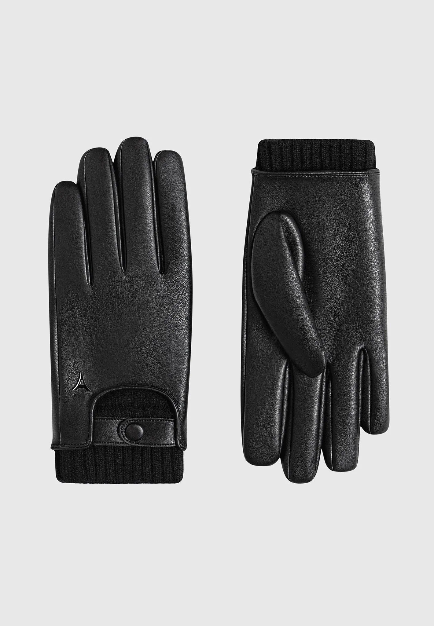 Leather and Ribbed Knit Gloves - Black sold by Maniere De Voir