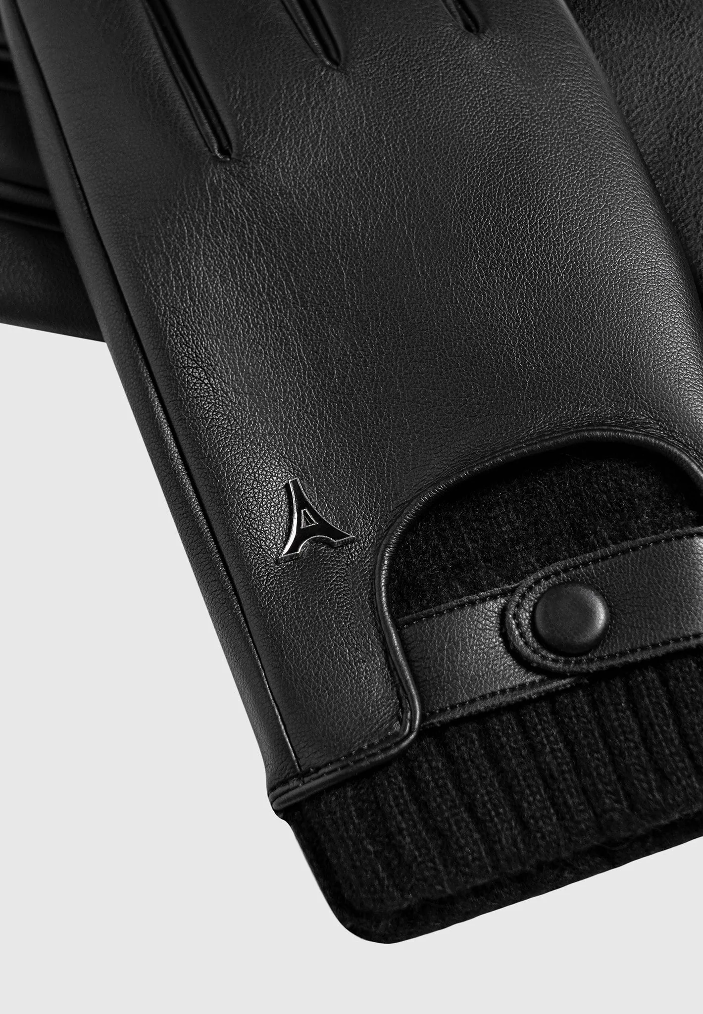 Leather and Ribbed Knit Gloves - Black sold by Maniere De Voir product image thumbnail 5
