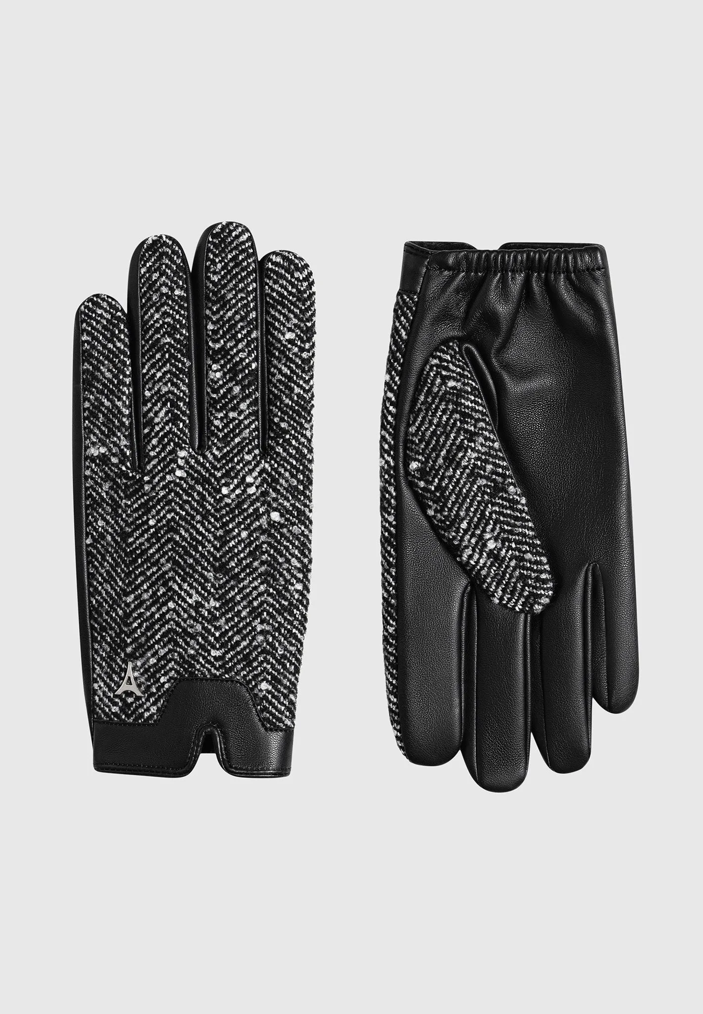 Leather and Herringbone Gloves - Black sold by Maniere De Voir product image thumbnail 4