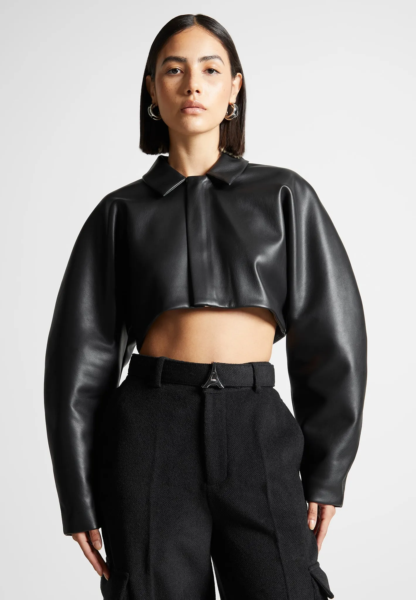 Leather Super Cropped Jacket - Black sold by Maniere De Voir