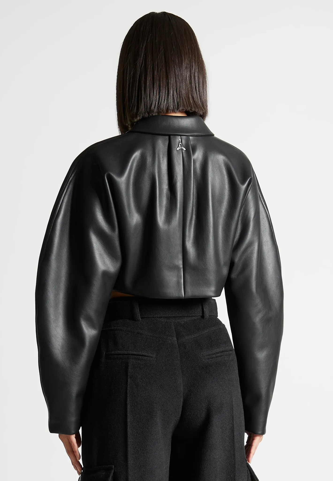 Leather Super Cropped Jacket - Black sold by Maniere De Voir product image thumbnail 5