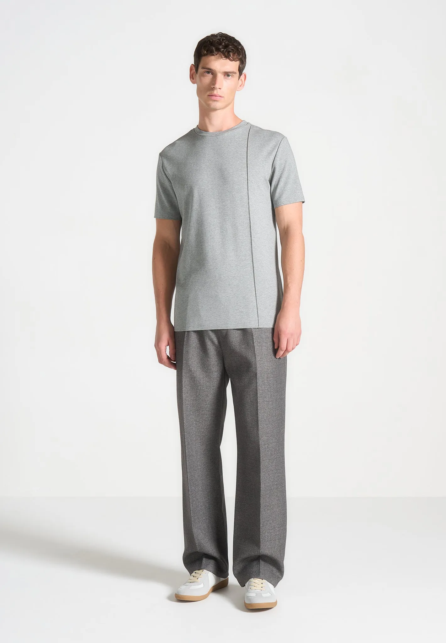 Bruno - Regular Fit Cotton T-Shirt with Pintuck - Grey sold by Maniere De Voir product image thumbnail 2