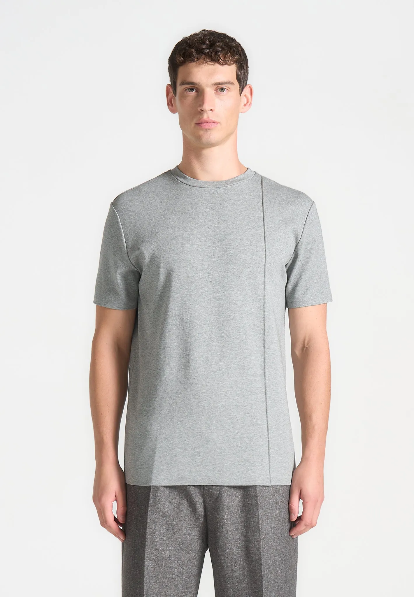 Bruno - Regular Fit Cotton T-Shirt with Pintuck - Grey sold by Maniere De Voir