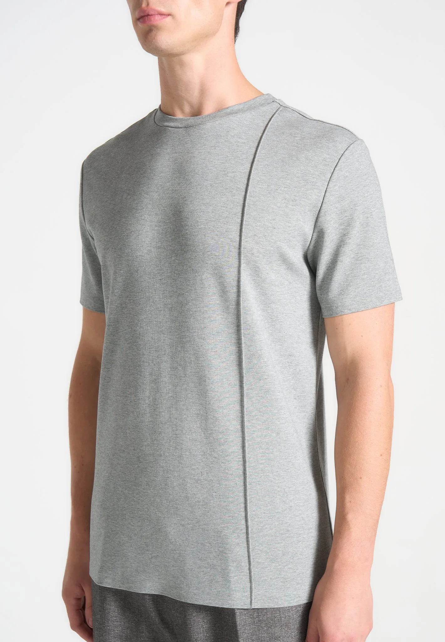 Bruno - Regular Fit Cotton T-Shirt with Pintuck - Grey sold by Maniere De Voir product image thumbnail 4