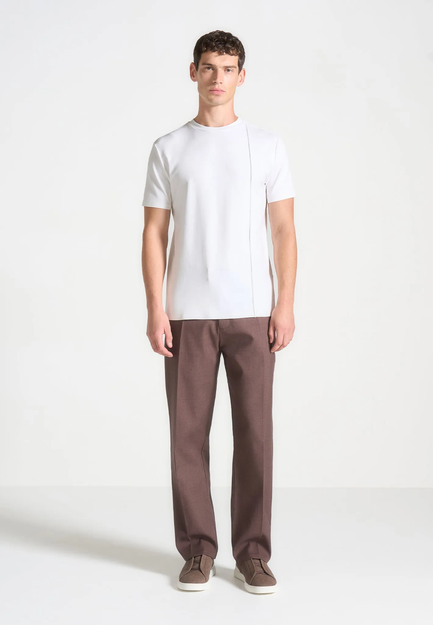 Bruno - Regular Fit Cotton T-Shirt with Pintuck - White sold by Maniere De Voir product image thumbnail 2