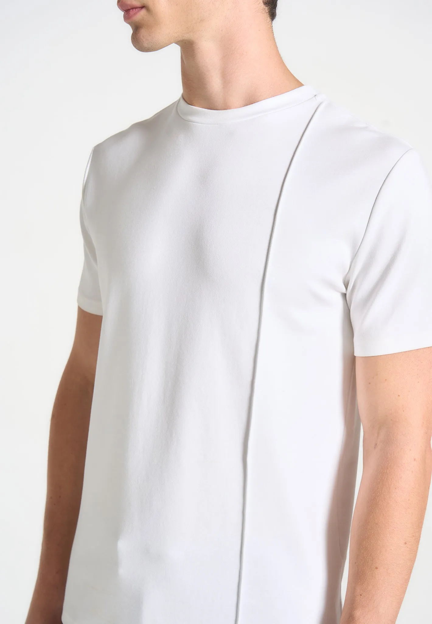 Bruno - Regular Fit Cotton T-Shirt with Pintuck - White sold by Maniere De Voir product image thumbnail 4