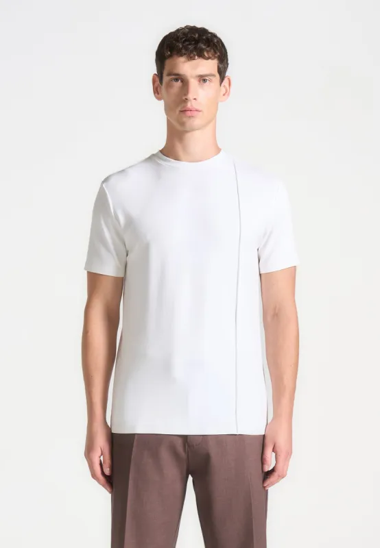Bruno - Regular Fit Cotton T-Shirt with Pintuck - White sold by Maniere De Voir