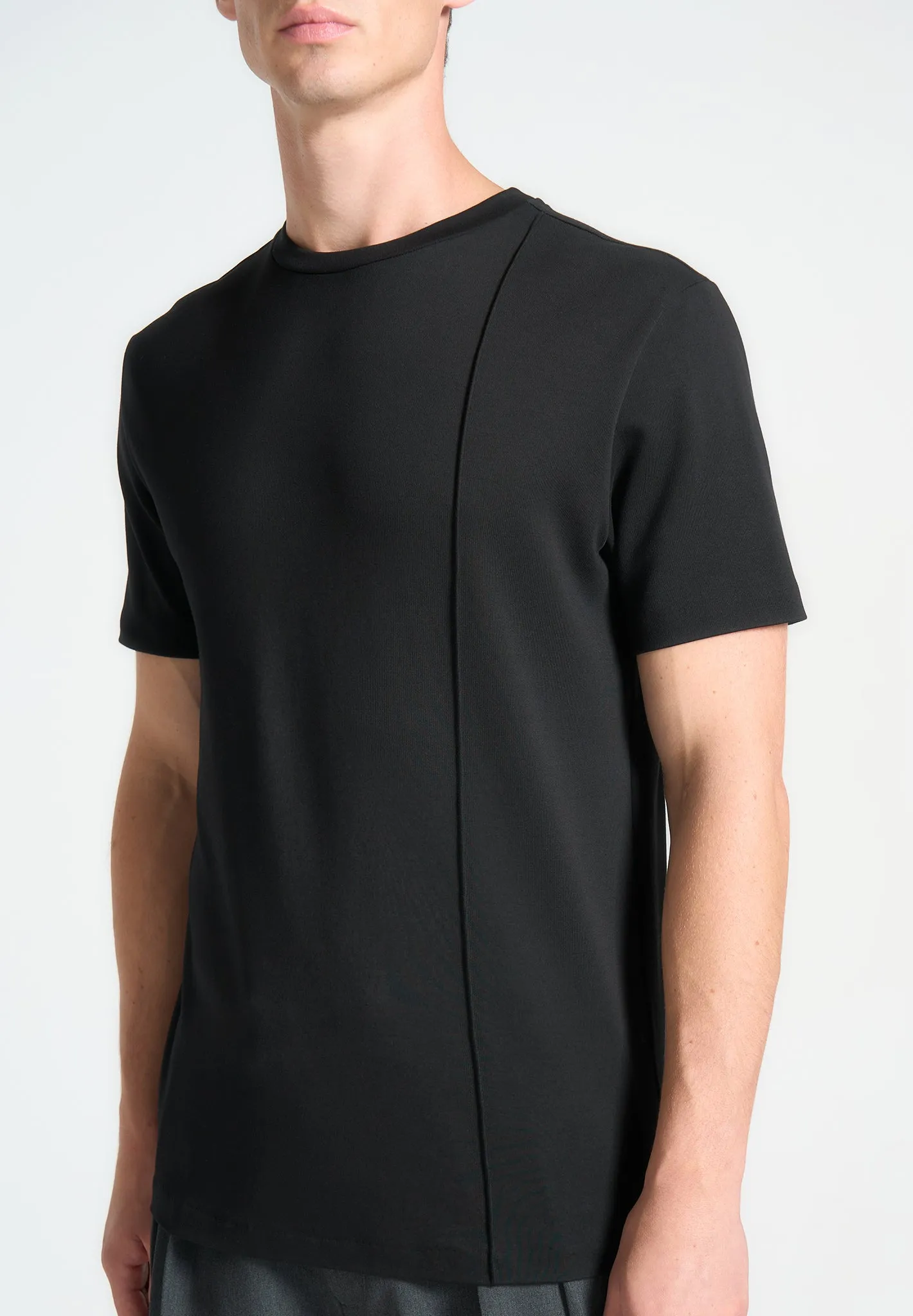 Bruno - Regular Fit Cotton T-Shirt with Pintuck - Black sold by Maniere De Voir product image thumbnail 4