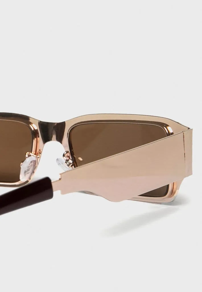 Rectangle Stainless Steel Sunglasses - Gold sold by Maniere De Voir product image thumbnail 4