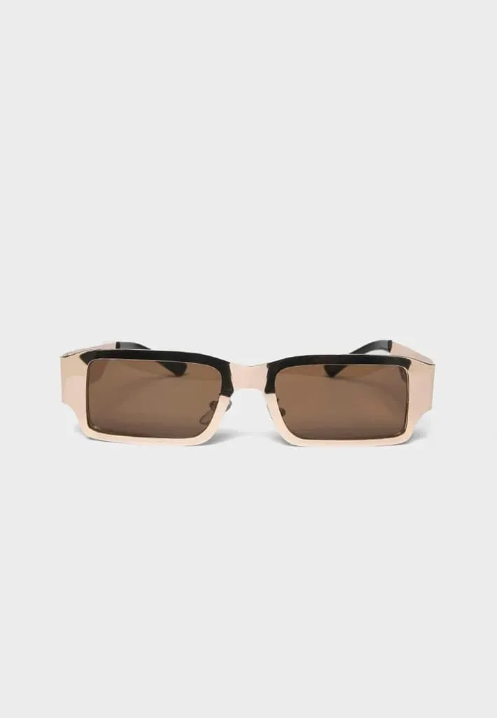 Rectangle Stainless Steel Sunglasses - Gold sold by Maniere De Voir product image thumbnail 2