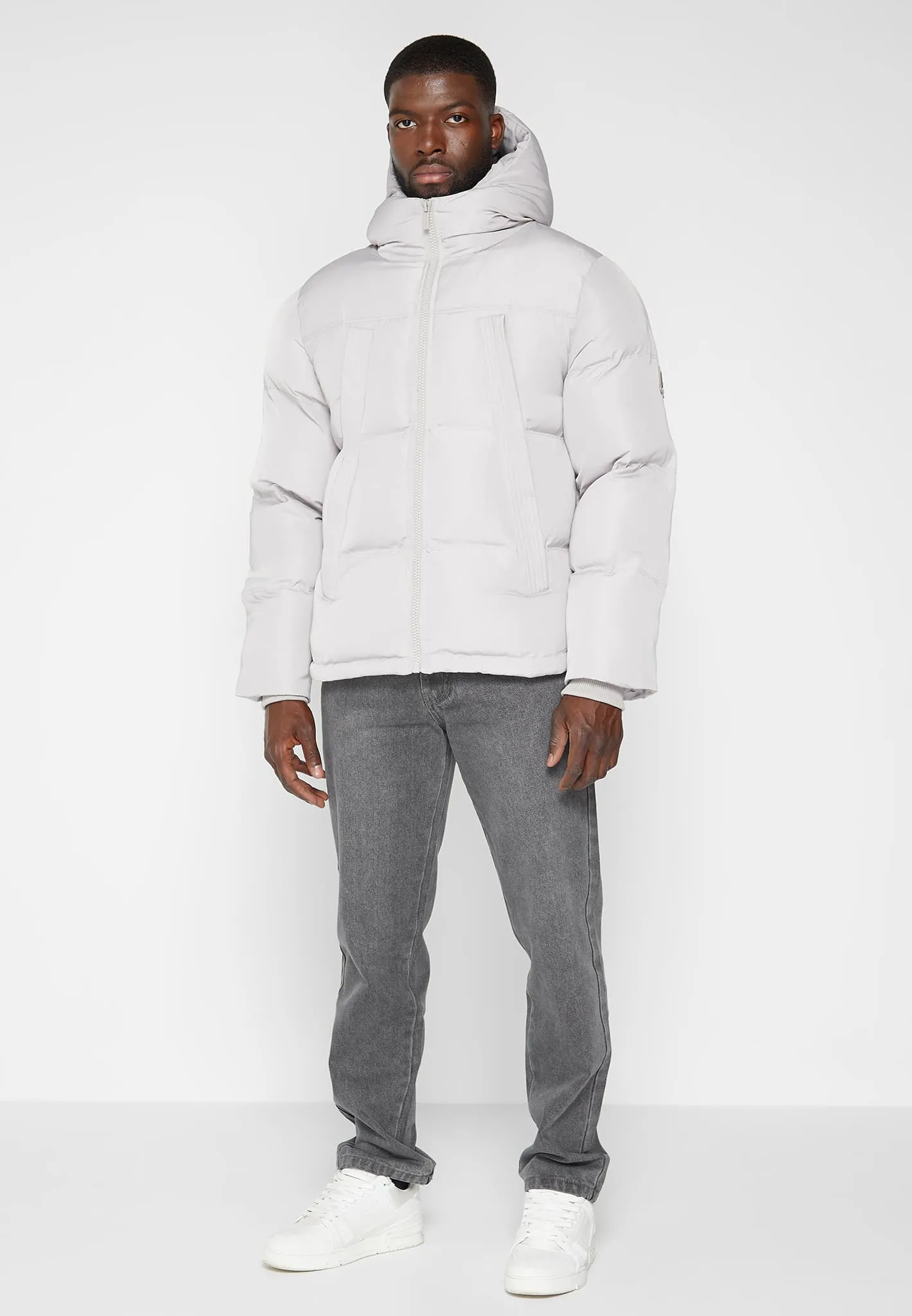 High Neck Puffer Jacket - Ice Grey sold by Maniere De Voir product image thumbnail 2