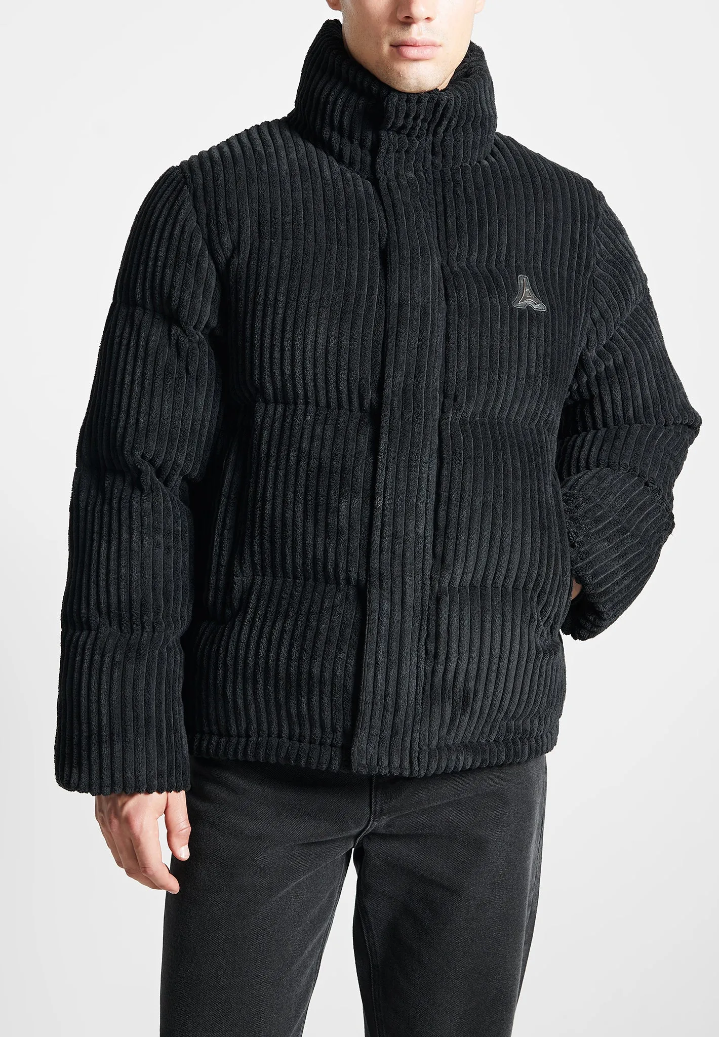 Ribbed Velour Puffer Jacket - Black sold by Maniere De Voir product image thumbnail 4