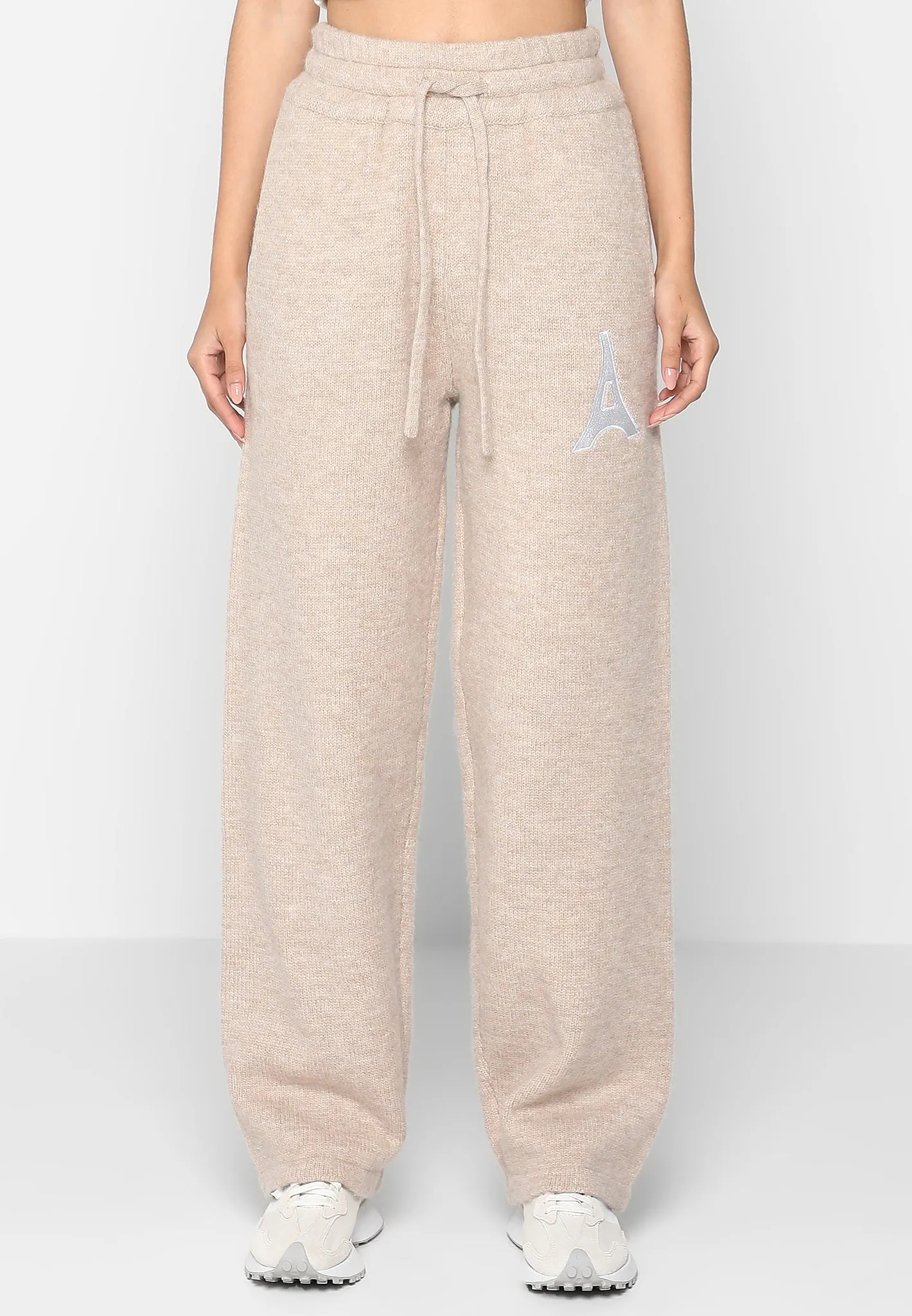 Knitted Relaxed Fit Eiffel Joggers - Beige sold by Maniere De Voir product image thumbnail 3